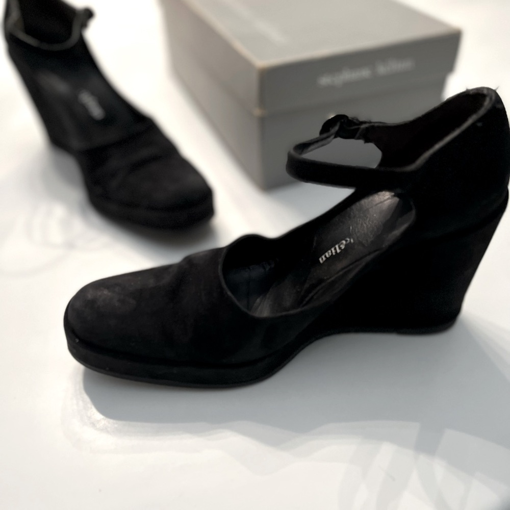 Stephane Kelian Black Suede Wedge Heels.